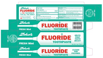 Zohar Fluoride Toothpaste Fresh Mint (Zohar Toothpaste Fresh Mint)